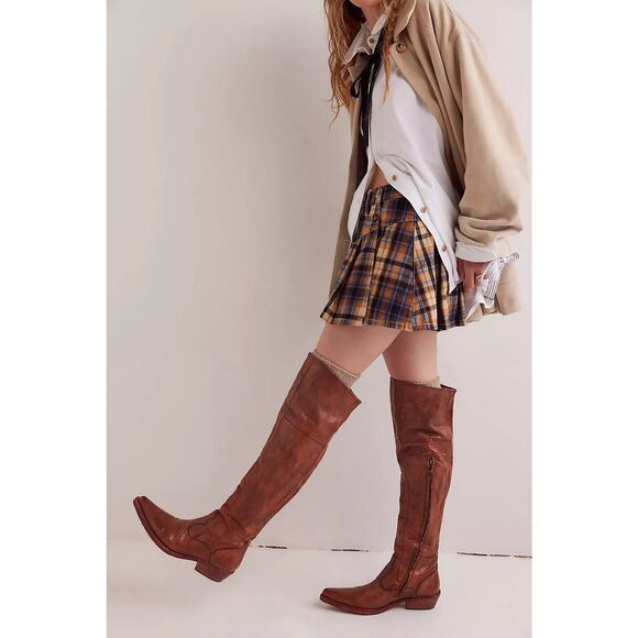 Free People Maggie Over-the-Knee Tailored Boots Western Size 8 New Leather - Picture 1 of 8